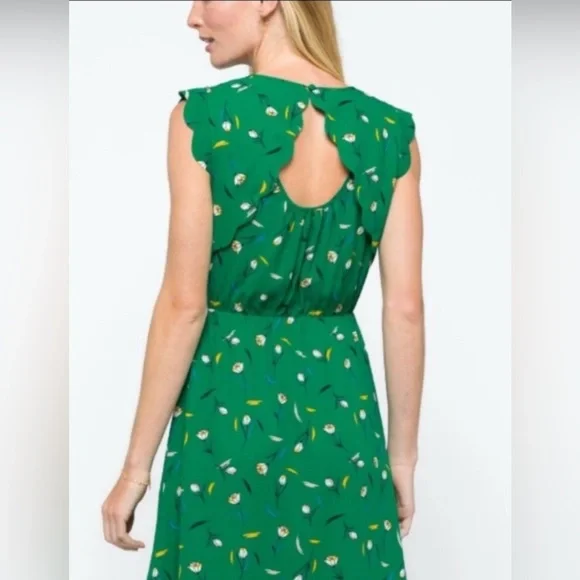 NWT Stitch Fix 41 Hawthorn Green Midnight Scallop Detail Dress| Size L - Picture 2 of 5